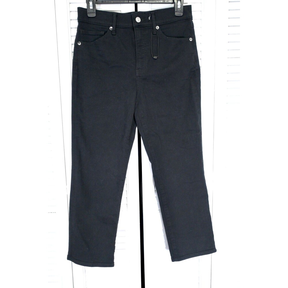 Express Straight Ankle Jeans Women Size 4S Black High Rise Stretch Denim